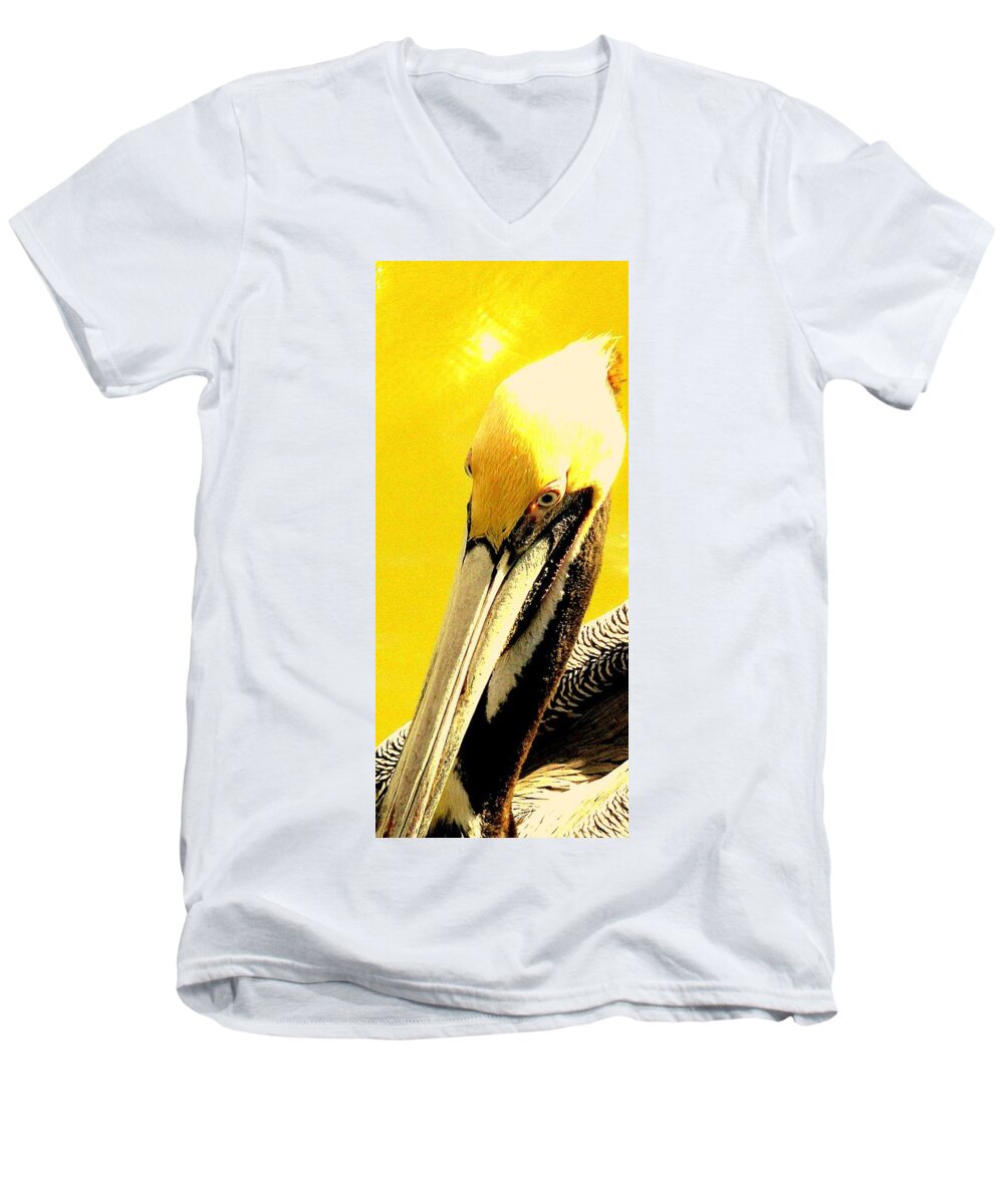 Pelicans Men's V-Neck T-Shirt featuring the photograph Peruvian Pelican by Antonia Citrino