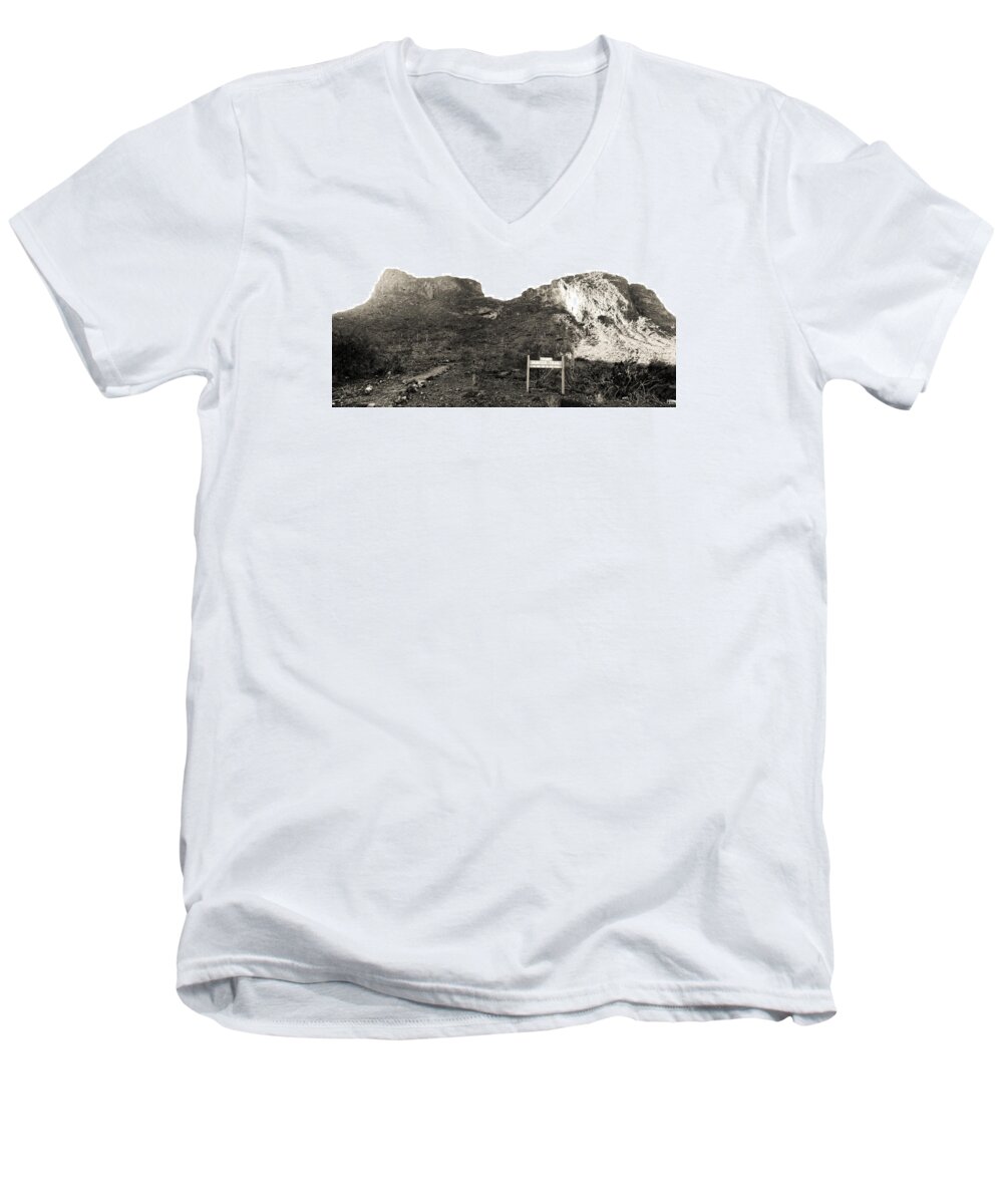 Picacho Peak Men's V-Neck T-Shirt featuring the photograph Picacho Peak Traihead by John Meader