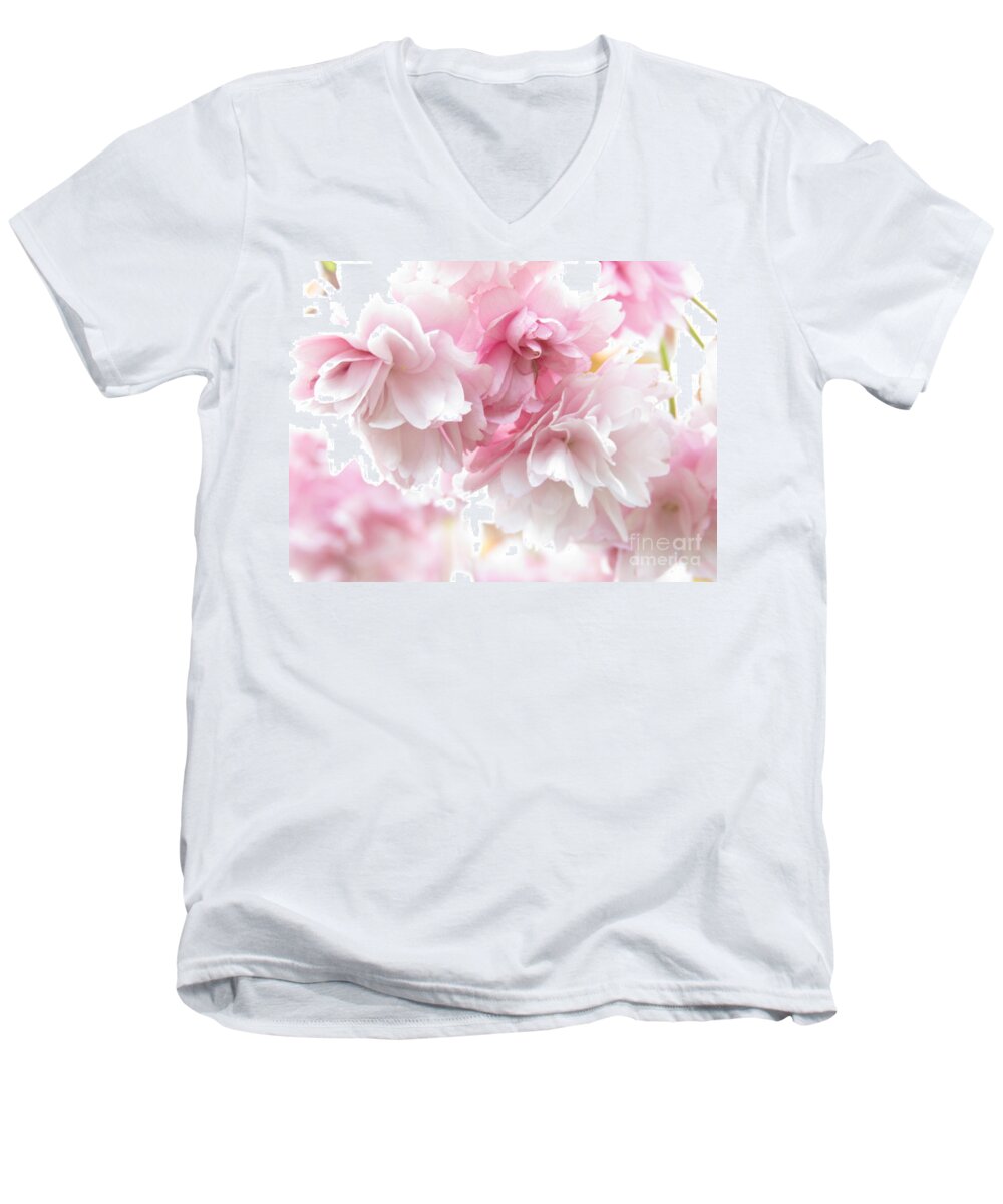 Cherry Blossoms Men's V-Neck T-Shirt featuring the photograph Pink April by Kim Tran