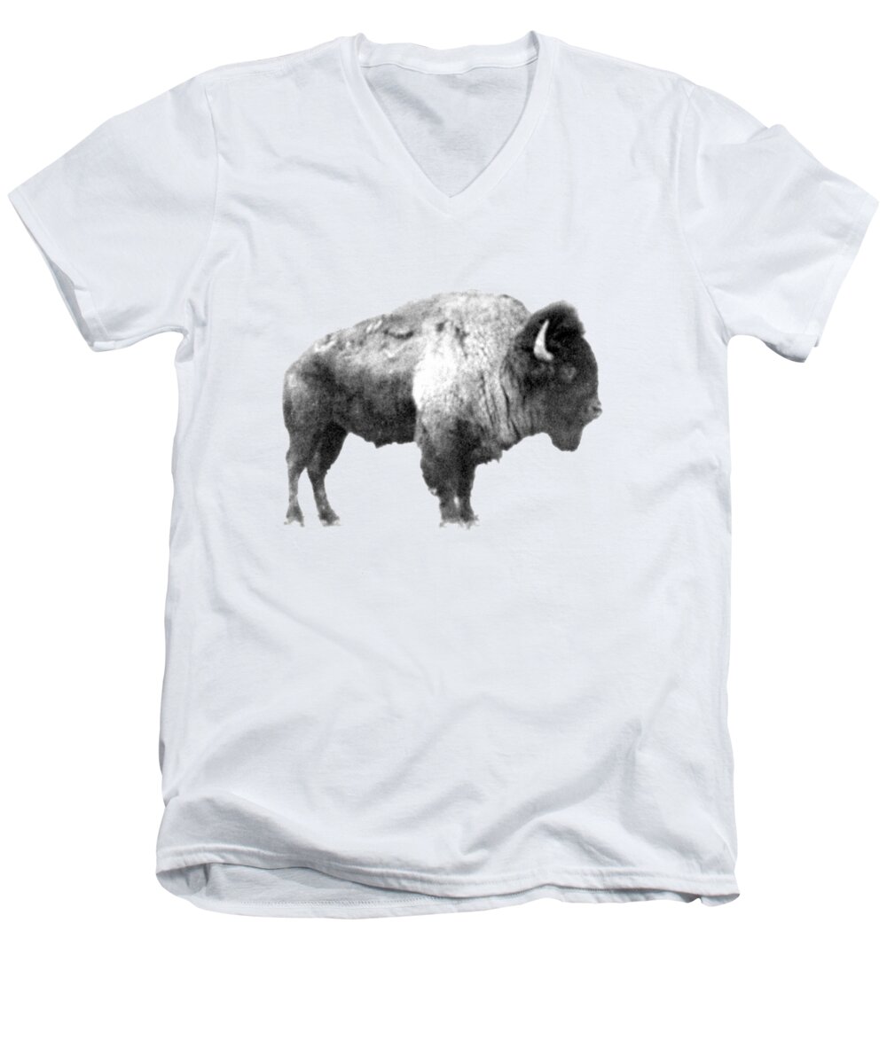 Bison Men's V-Neck T-Shirt featuring the photograph Plains Bison by Jim Sauchyn