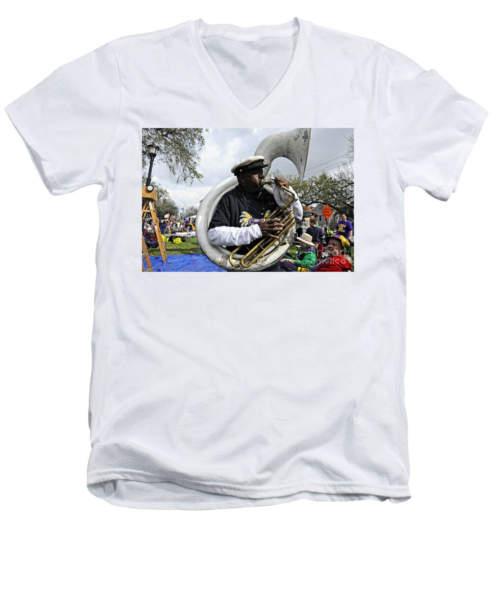 Music Men's V-Neck T-Shirt featuring the photograph Playing to the Crowd by Kathleen K Parker