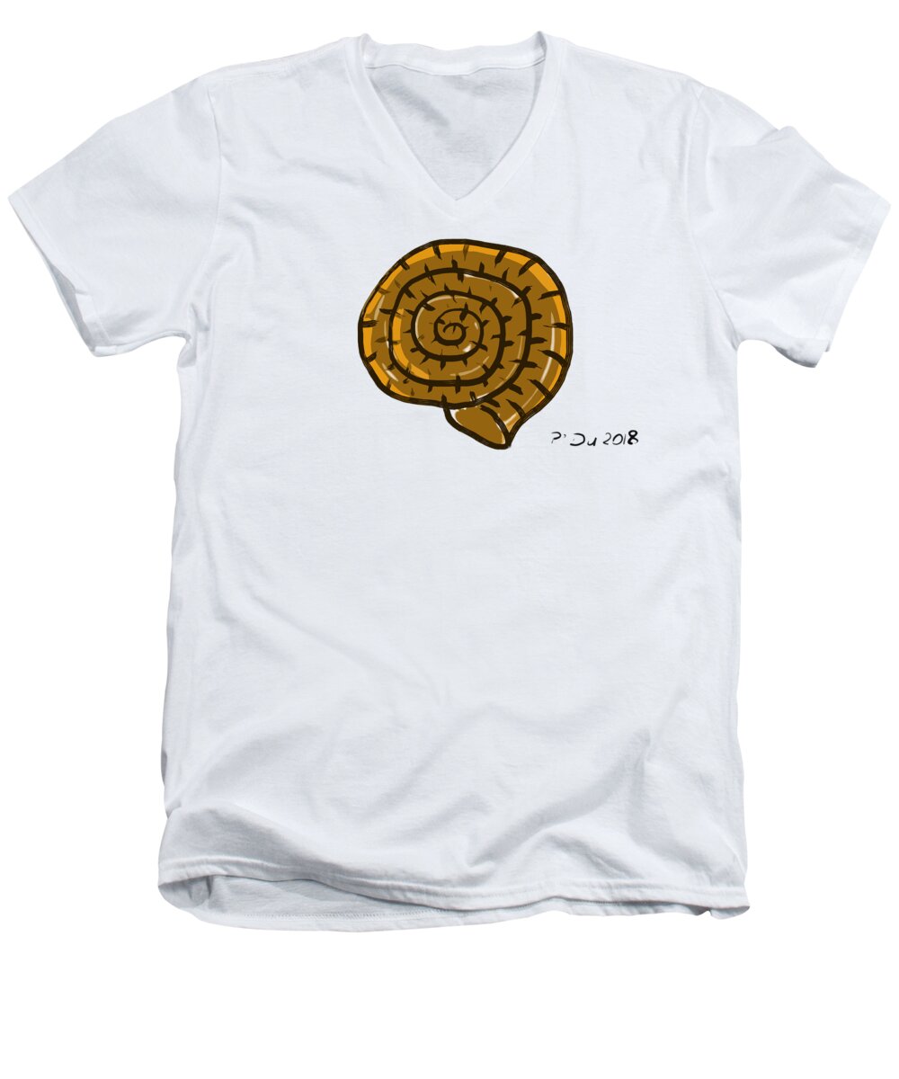 Prehistoric Men's V-Neck T-Shirt featuring the digital art Prehistoric Shell by Piotr Dulski