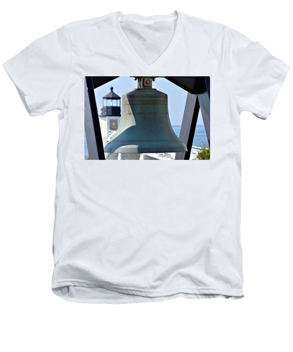 Lighthouse Men's V-Neck T-Shirt featuring the photograph Protectors of The Shore by Jewels Hamrick