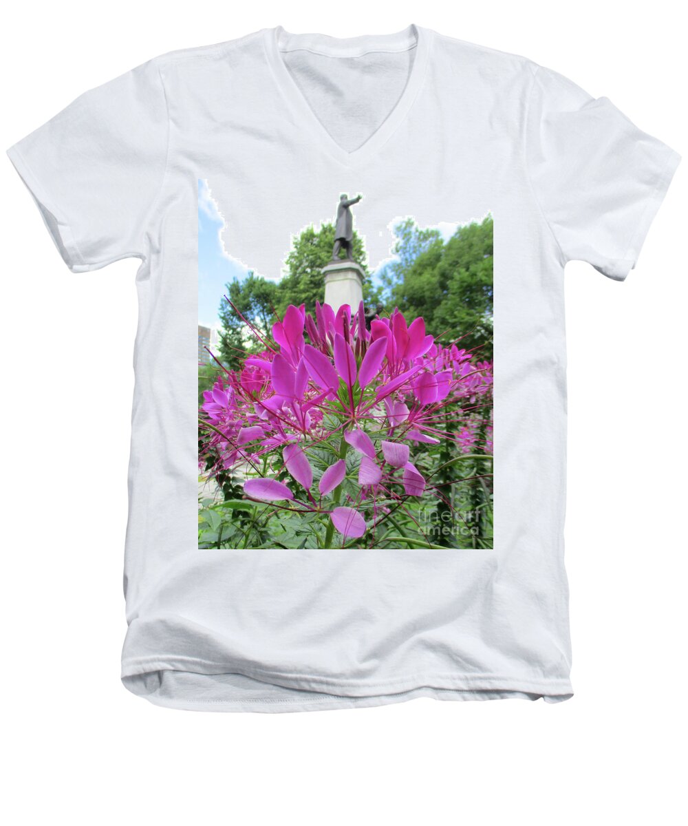 Flower Men's V-Neck T-Shirt featuring the photograph Purple Petals by Randall Weidner