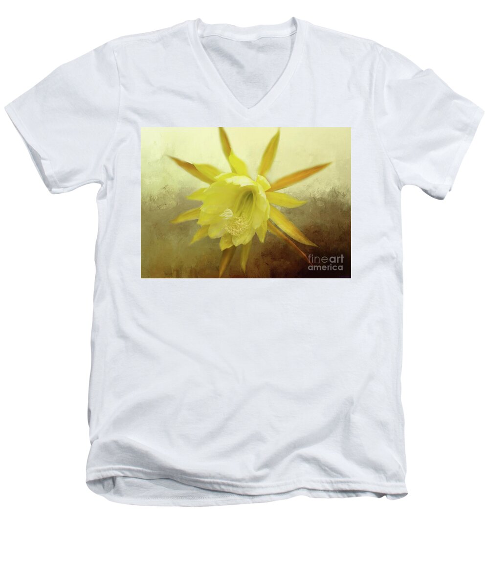 Selenicereus Grandiflorus Men's V-Neck T-Shirt featuring the photograph Queen of the Night by Eva Lechner