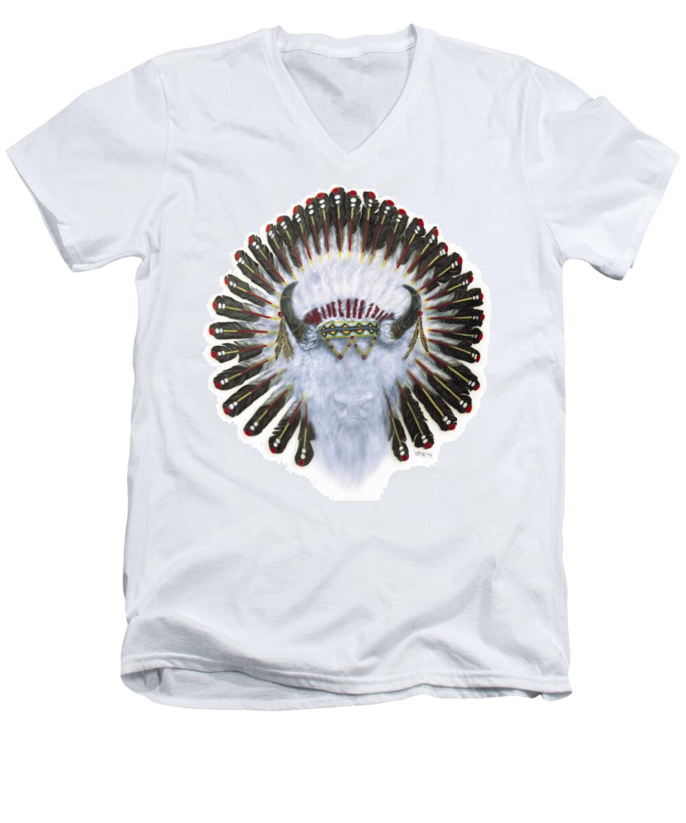 Indian Men's V-Neck T-Shirt featuring the painting Rebirth of Spirit by Wayne Pruse