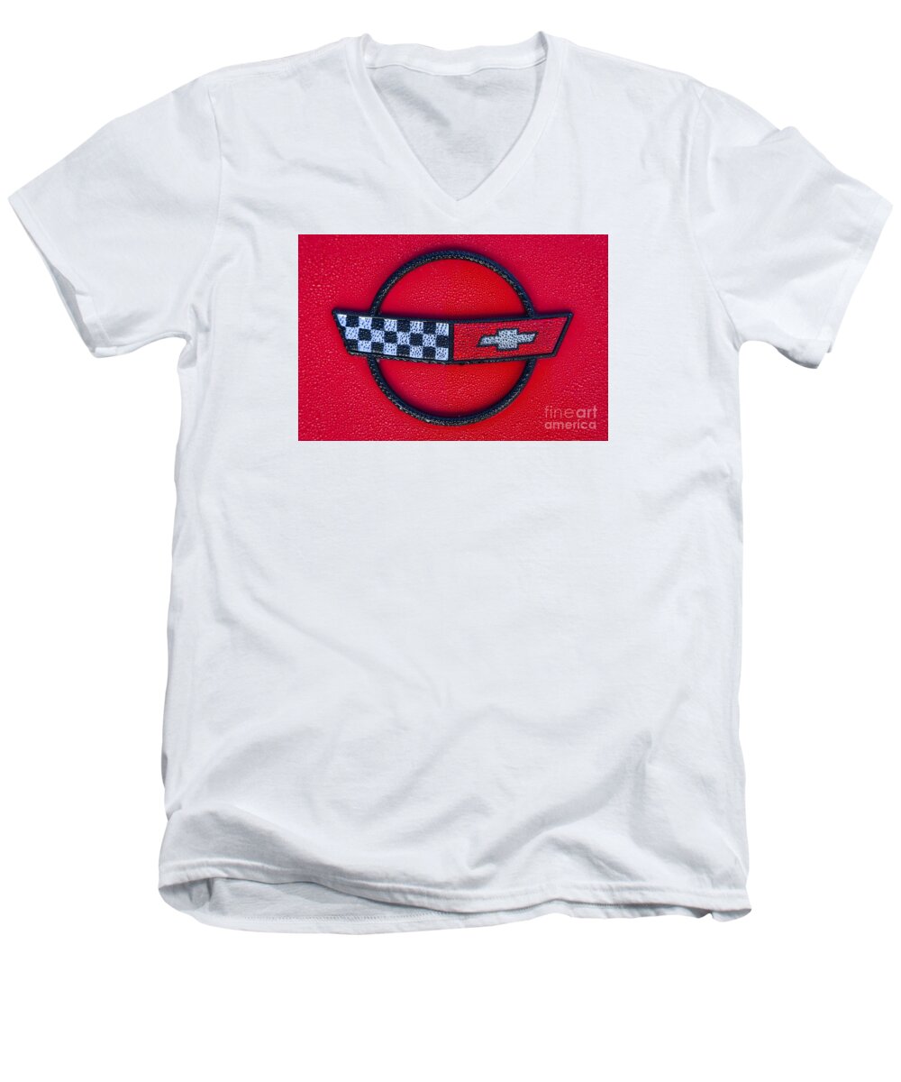 Corvette Men's V-Neck T-Shirt featuring the photograph Red C4 by Dennis Hedberg