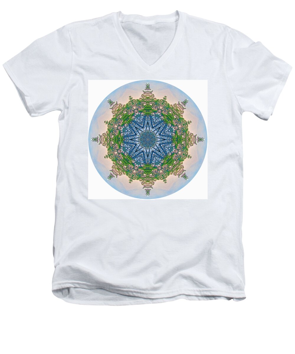 Mandala Men's V-Neck T-Shirt featuring the digital art Reflections of Life Mandala 2 by Beth Venner
