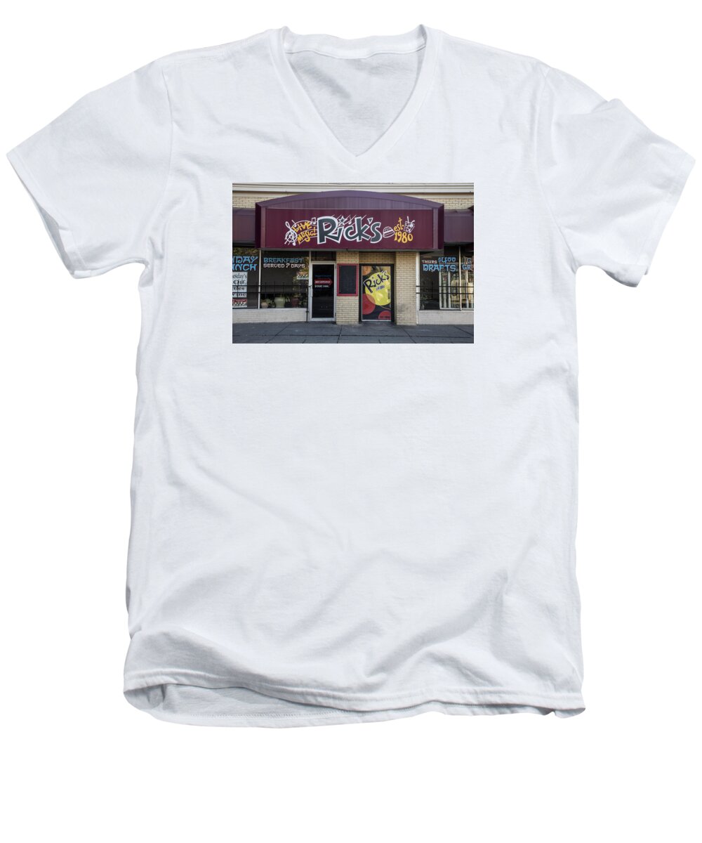 East Lansing Men's V-Neck T-Shirt featuring the photograph Rick's Cage East Lansing by John McGraw