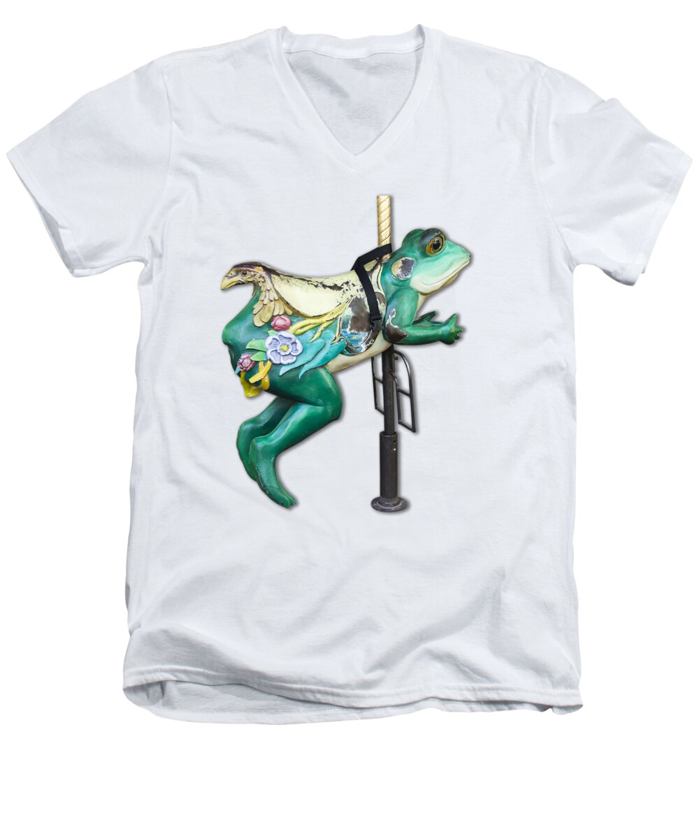 Frog Men's V-Neck T-Shirt featuring the photograph Ride the Frog by Bob Slitzan