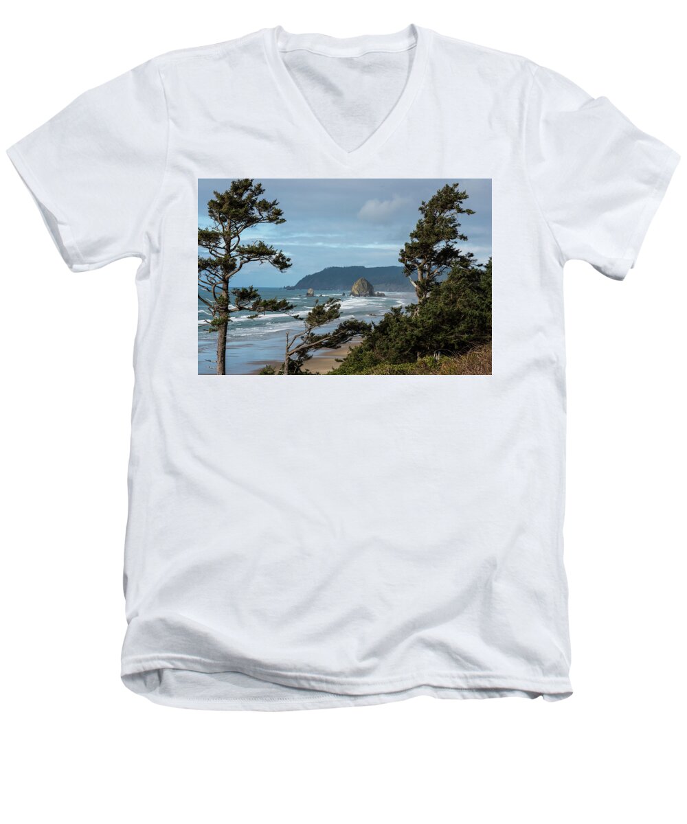 Coast Men's V-Neck T-Shirt featuring the photograph Roadside View by Robert Potts
