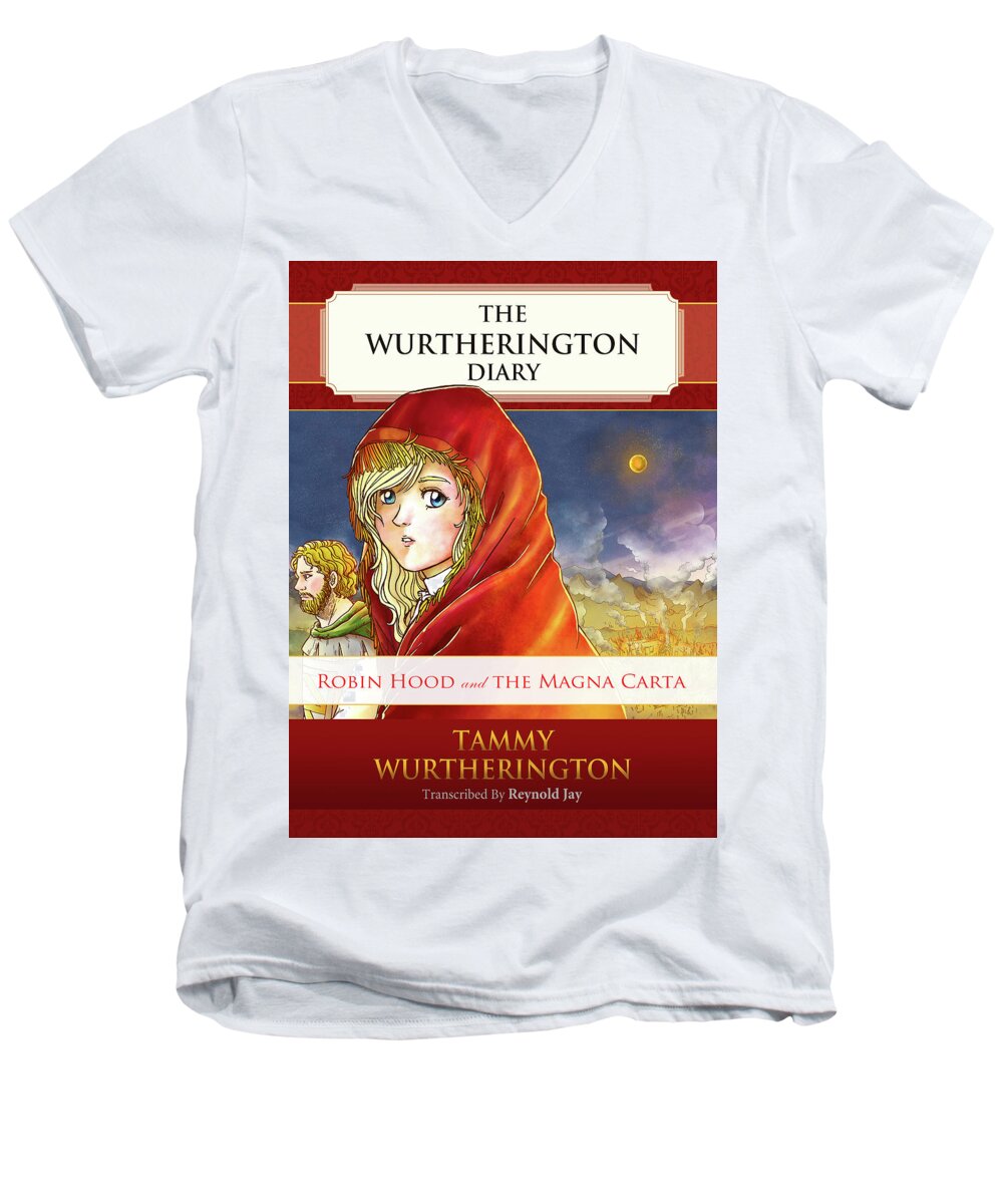 Robin Hood Men's V-Neck T-Shirt featuring the painting Robin Hood Cover by Reynold Jay