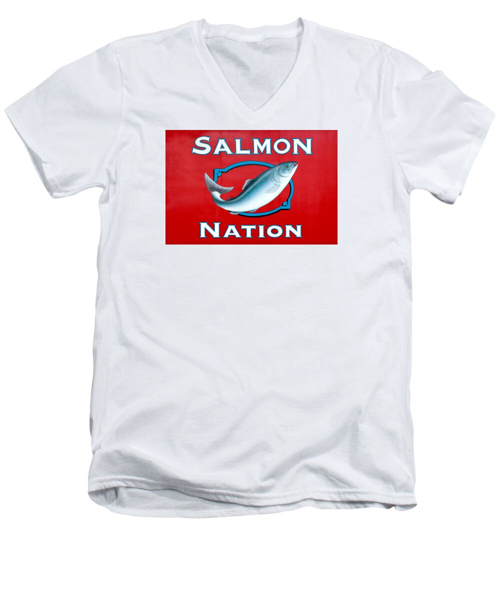 Newport Men's V-Neck T-Shirt featuring the photograph Salmon Nation by Todd Klassy