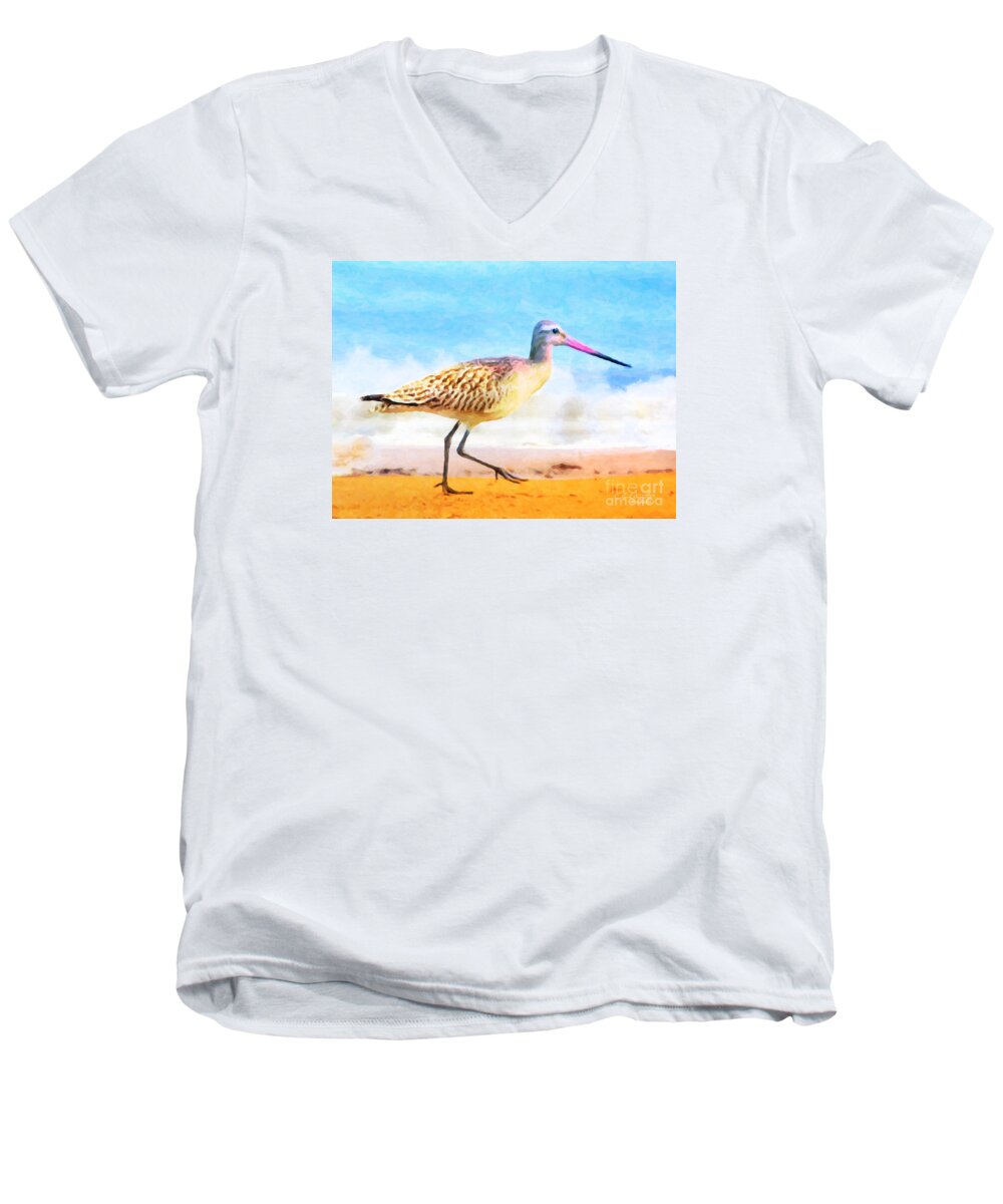 Landscape Men's V-Neck T-Shirt featuring the painting Sand between my toes ... by Chris Armytage