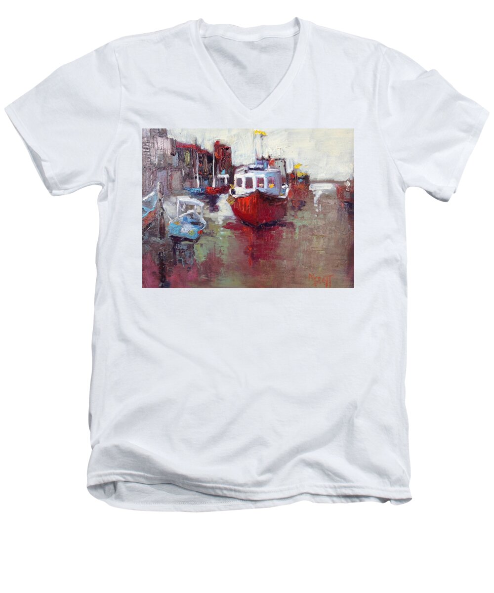 Ocean Men's V-Neck T-Shirt featuring the painting Sea Worthy by Mary Scott