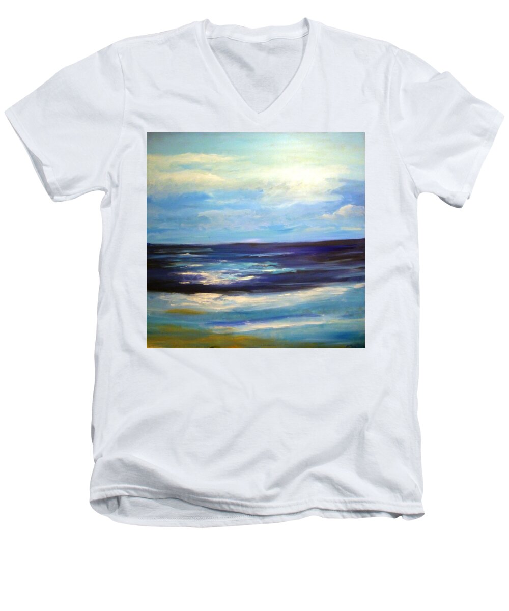Sea Men's V-Neck T-Shirt featuring the painting Seascape by Bryan Bustard