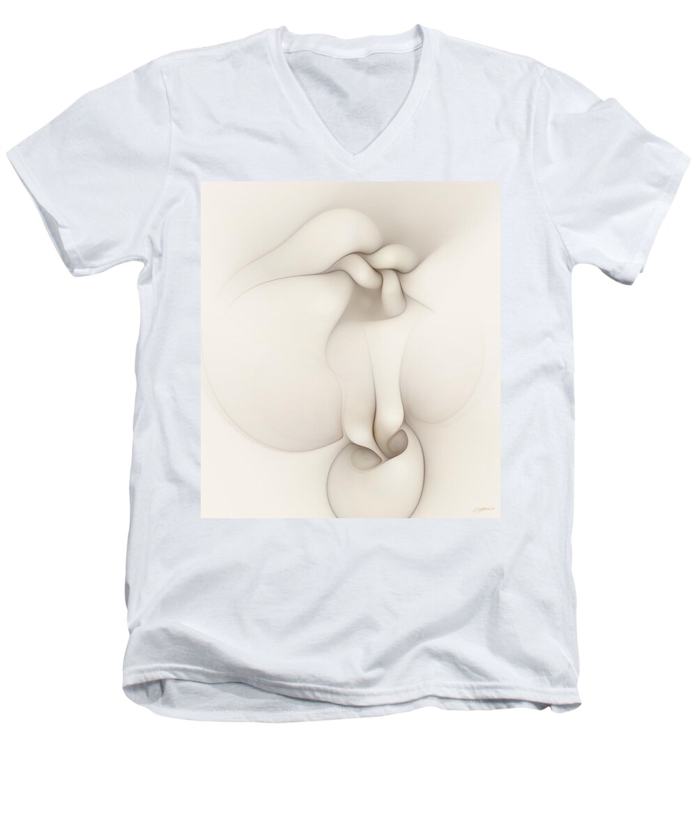 Abstract Men's V-Neck T-Shirt featuring the digital art Sensual Manifestations 3 by Casey Kotas