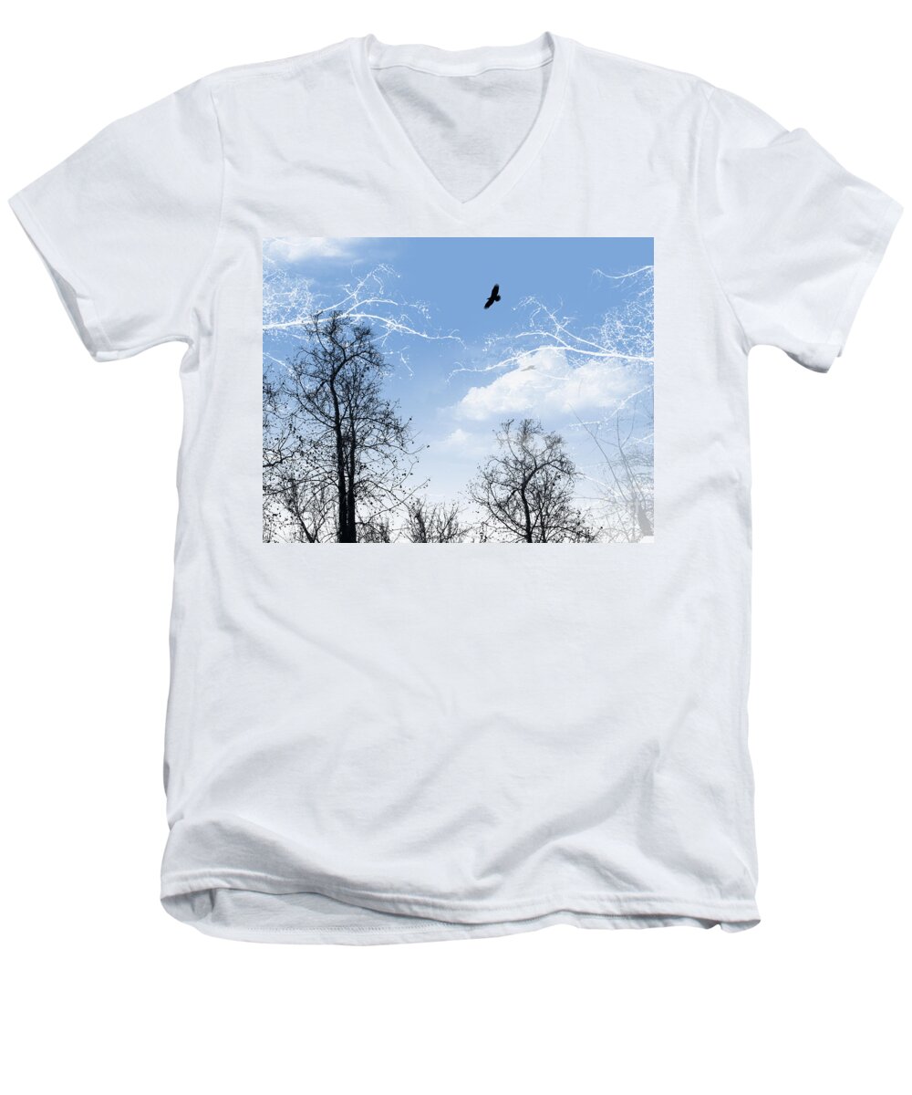 Flight Men's V-Neck T-Shirt featuring the painting Shadow by Trilby Cole