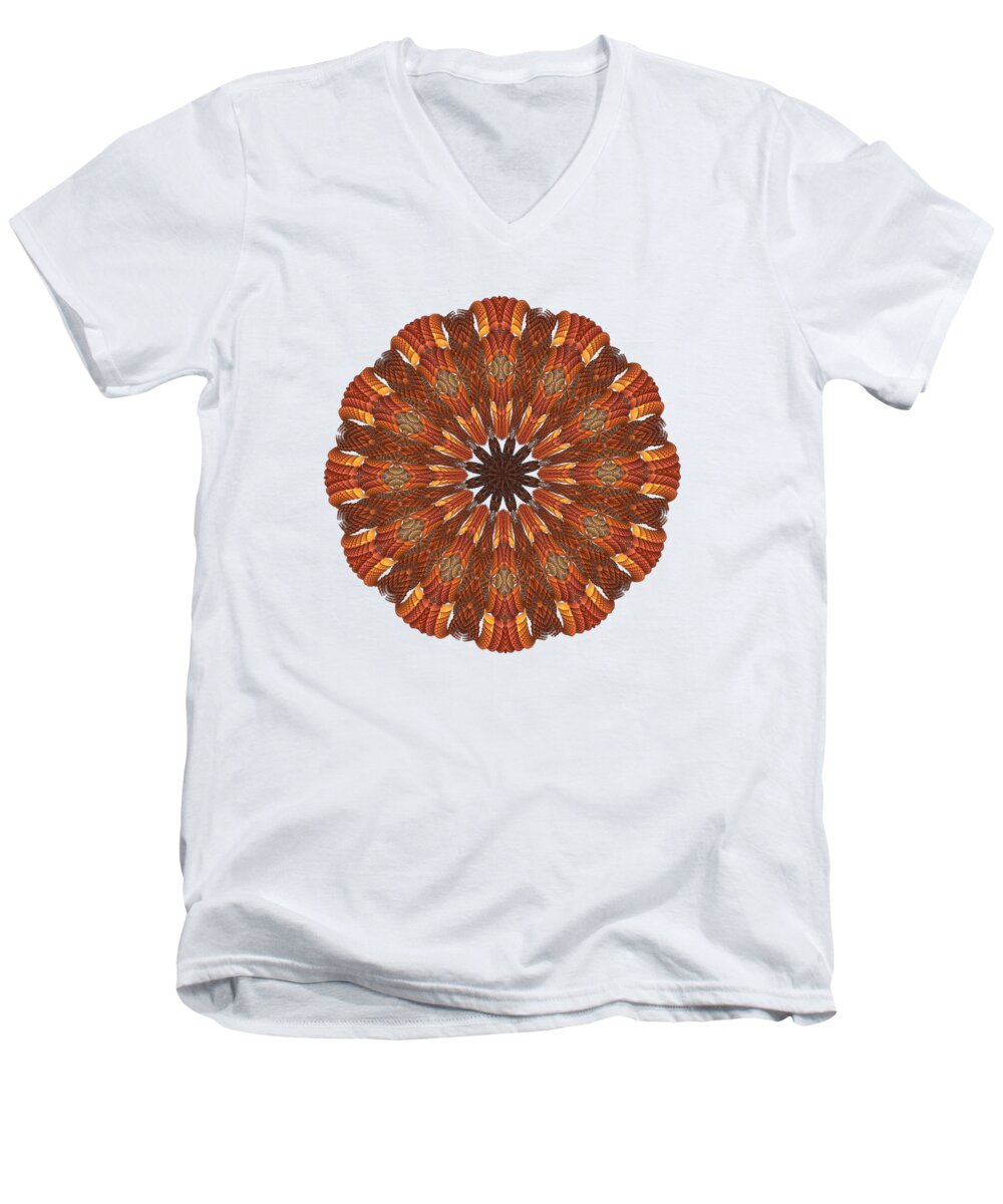 Fall Men's V-Neck T-Shirt featuring the digital art Silvanic Medallion by Doug Morgan