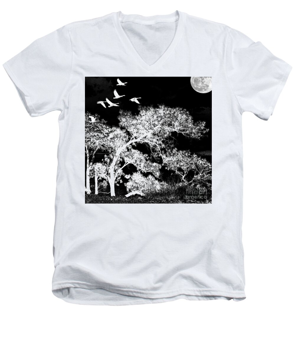 Trees Men's V-Neck T-Shirt featuring the photograph Silver Nights by LemonArt Photography