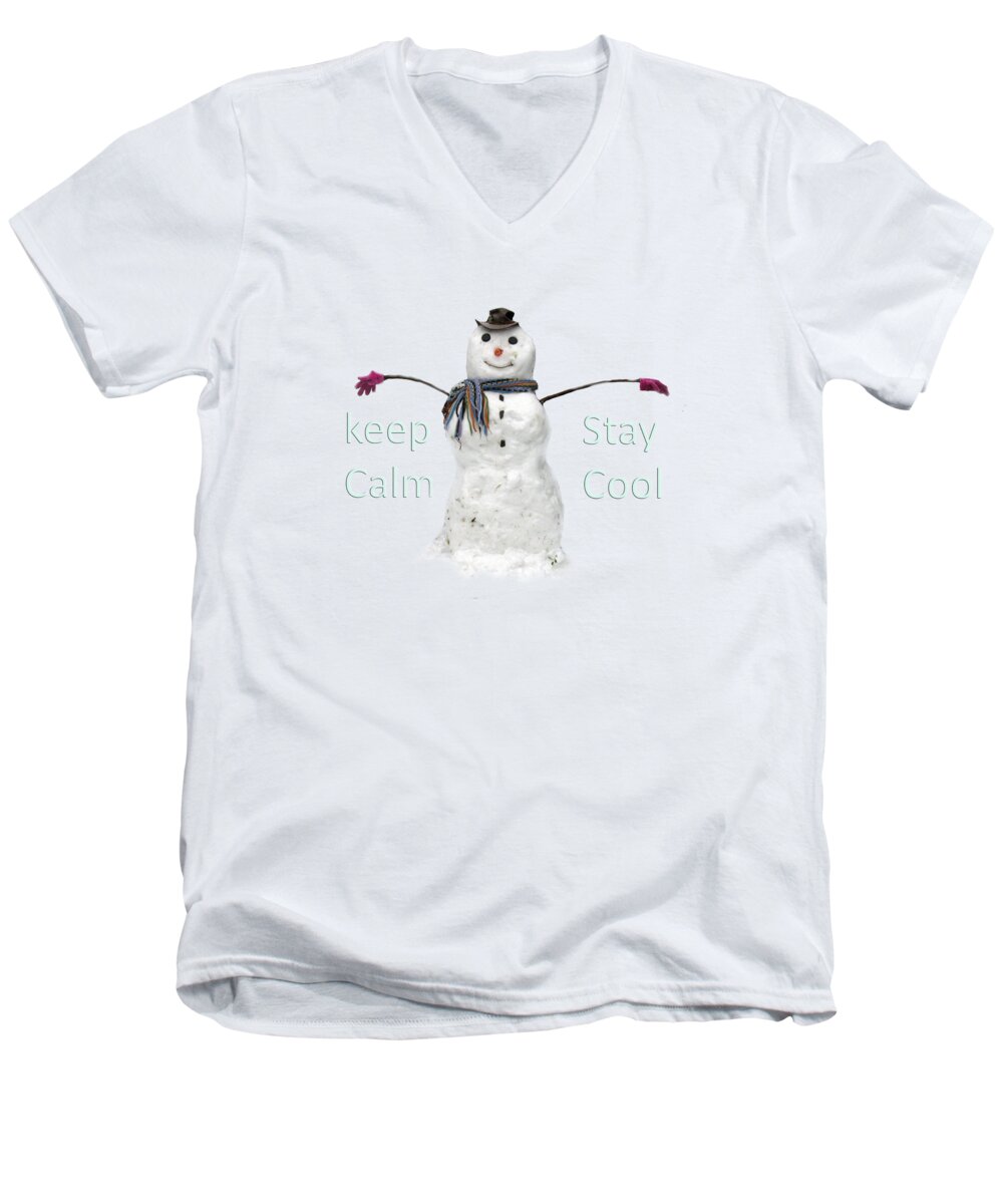 Snowman Men's V-Neck T-Shirt featuring the photograph Snowman by Tom Conway