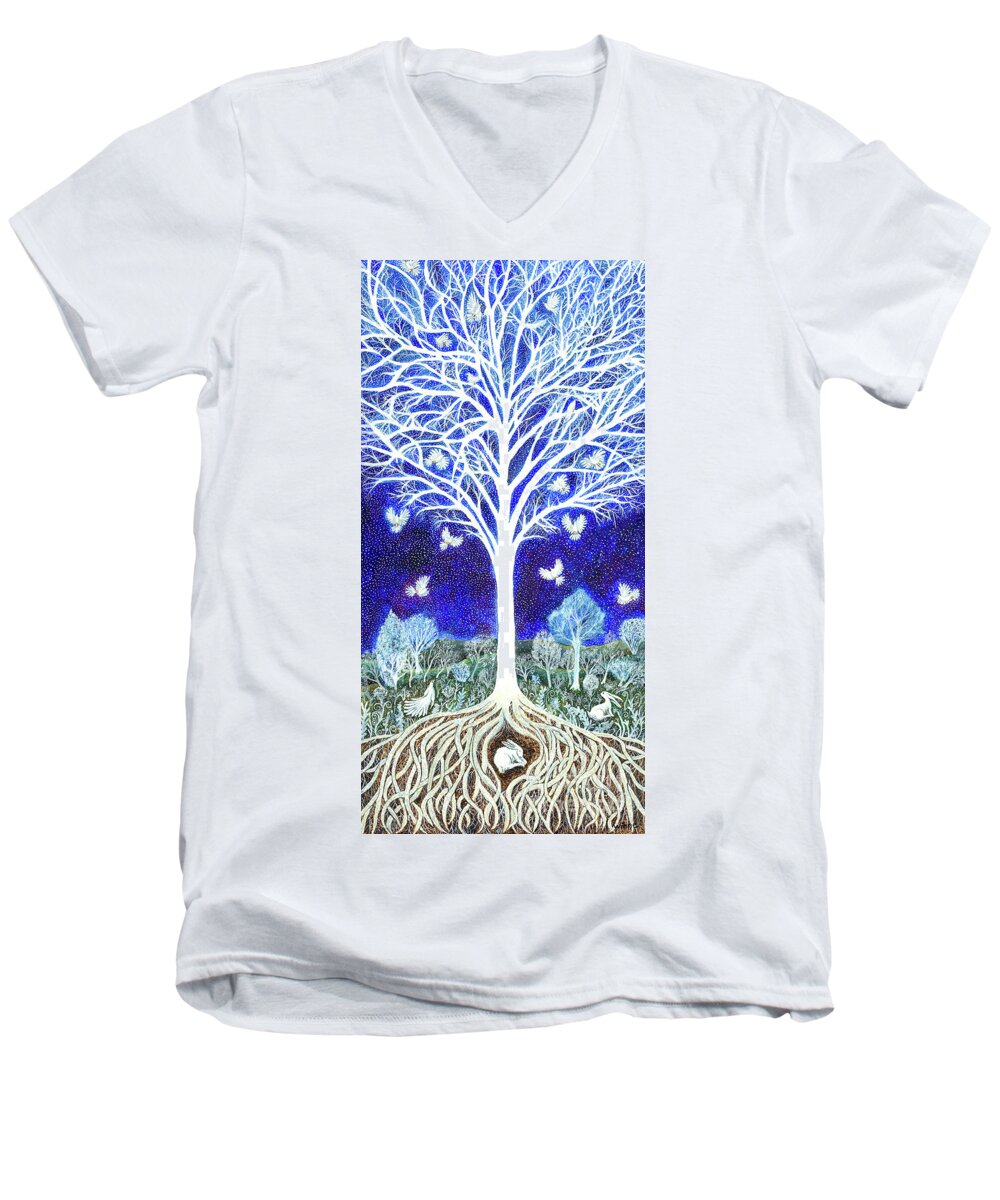 Lise Winne Men's V-Neck T-Shirt featuring the painting Spirit Tree by Lise Winne