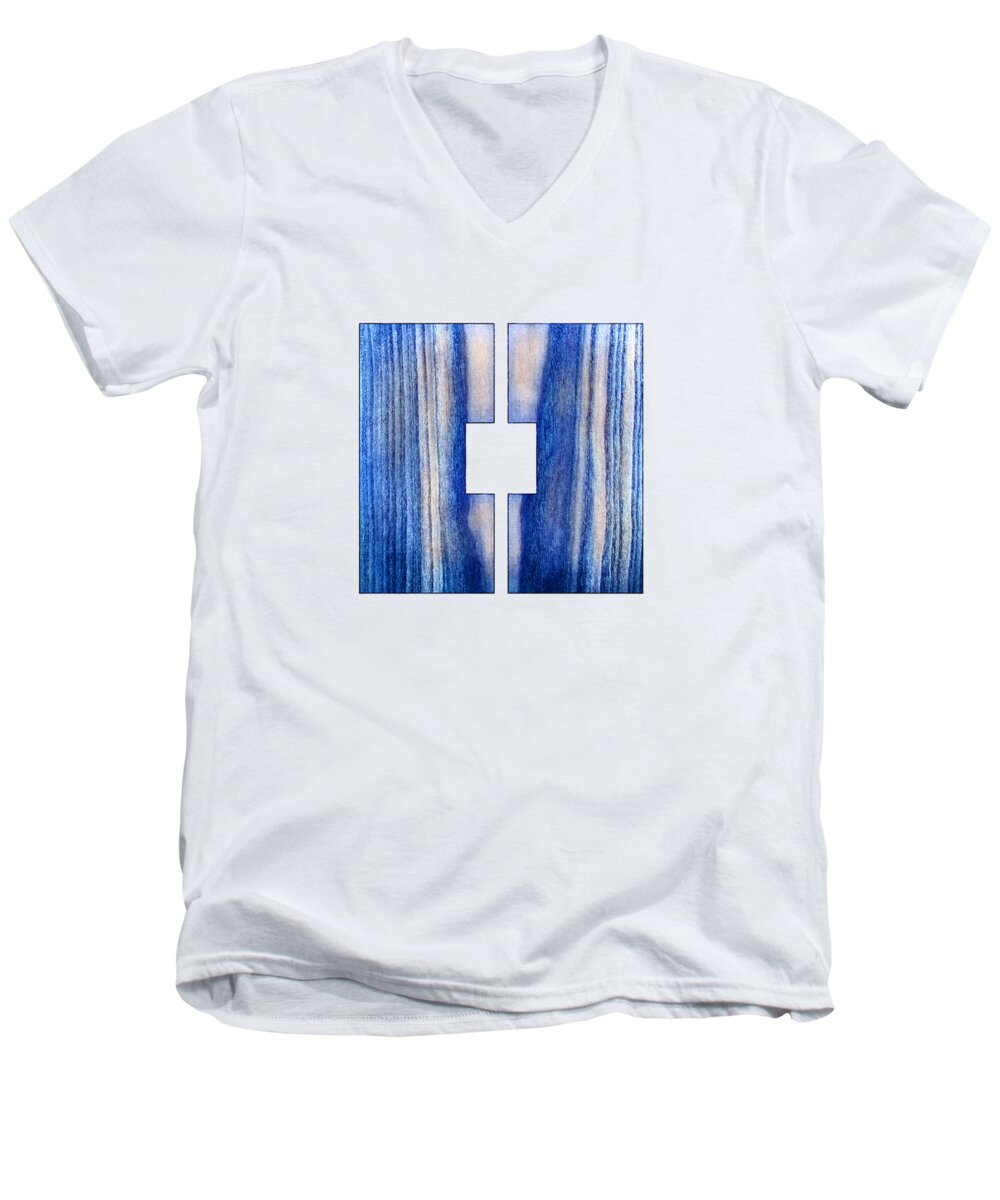 Block Men's V-Neck T-Shirt featuring the photograph Split Square Blue by YoPedro