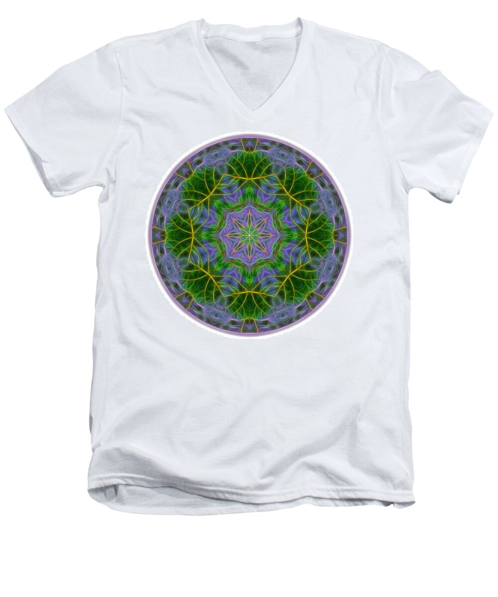 Mandala Men's V-Neck T-Shirt featuring the digital art Spring Bloom Colors Mandala by Beth Venner