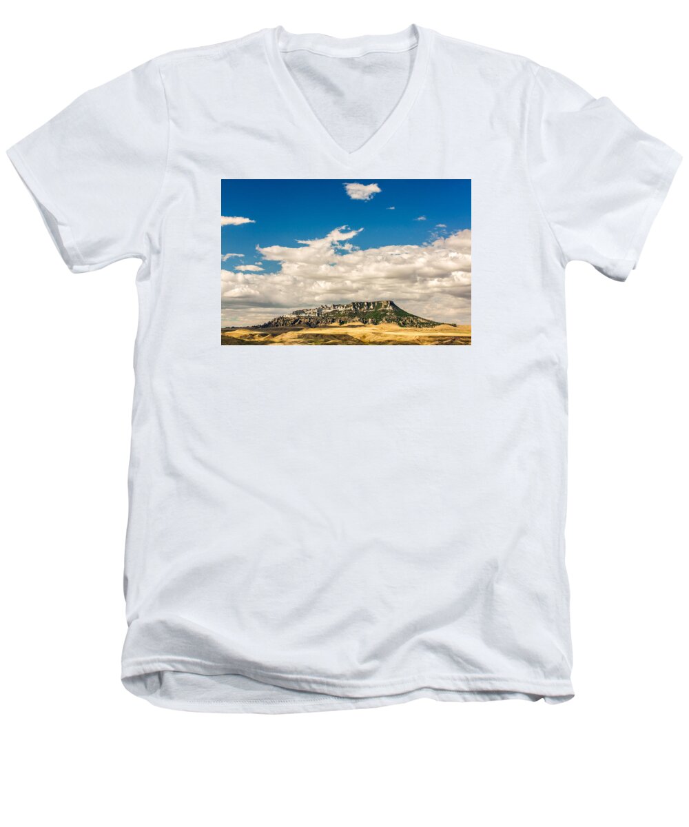 Landscape Men's V-Neck T-Shirt featuring the photograph Square Butte by Todd Klassy