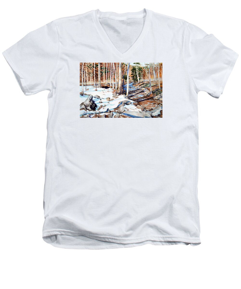 Nature Men's V-Neck T-Shirt featuring the painting Start of the Journey by Mick Williams
