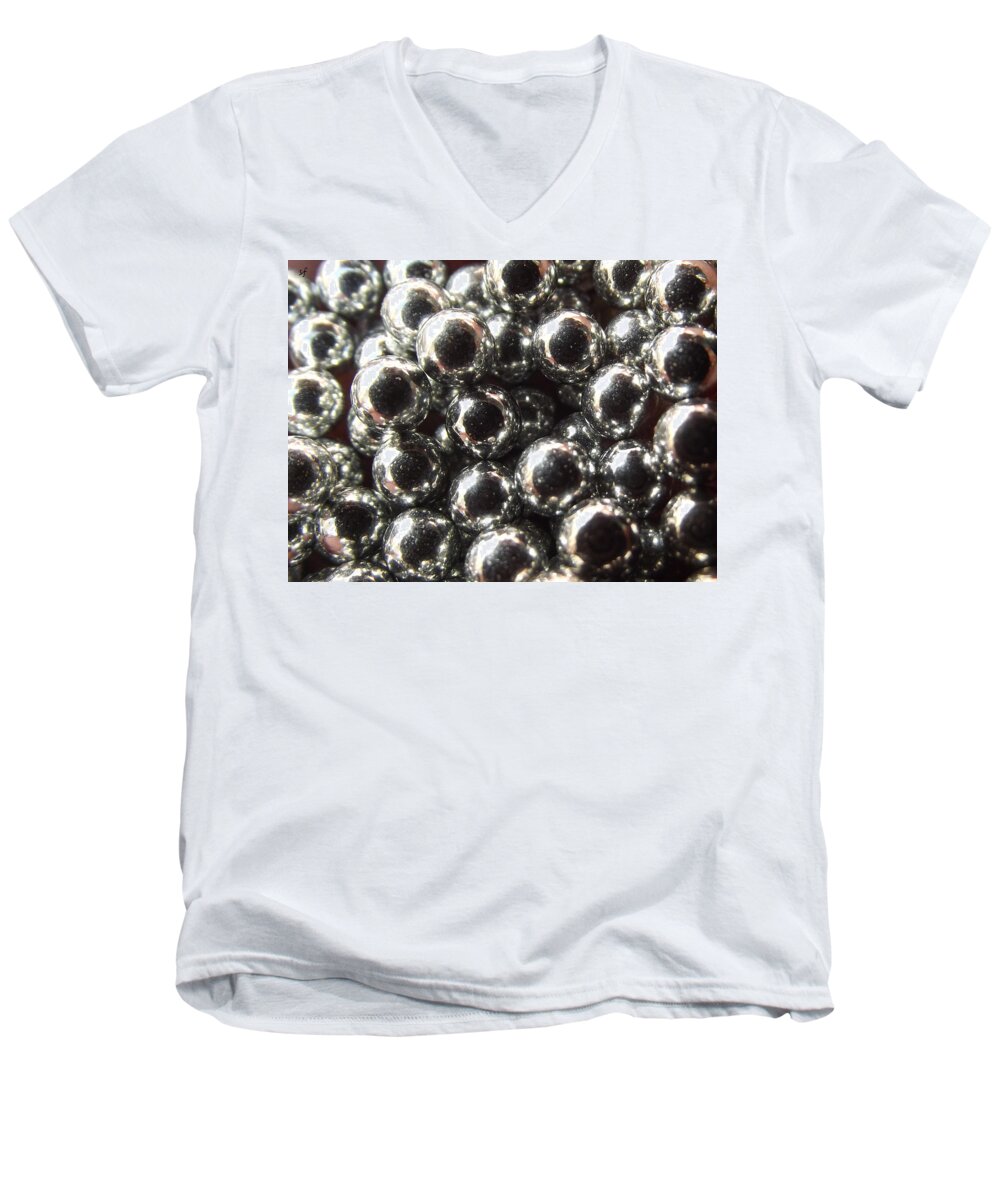 Abstract Men's V-Neck T-Shirt featuring the photograph Study of bb's, an abstract. by Shelli Fitzpatrick
