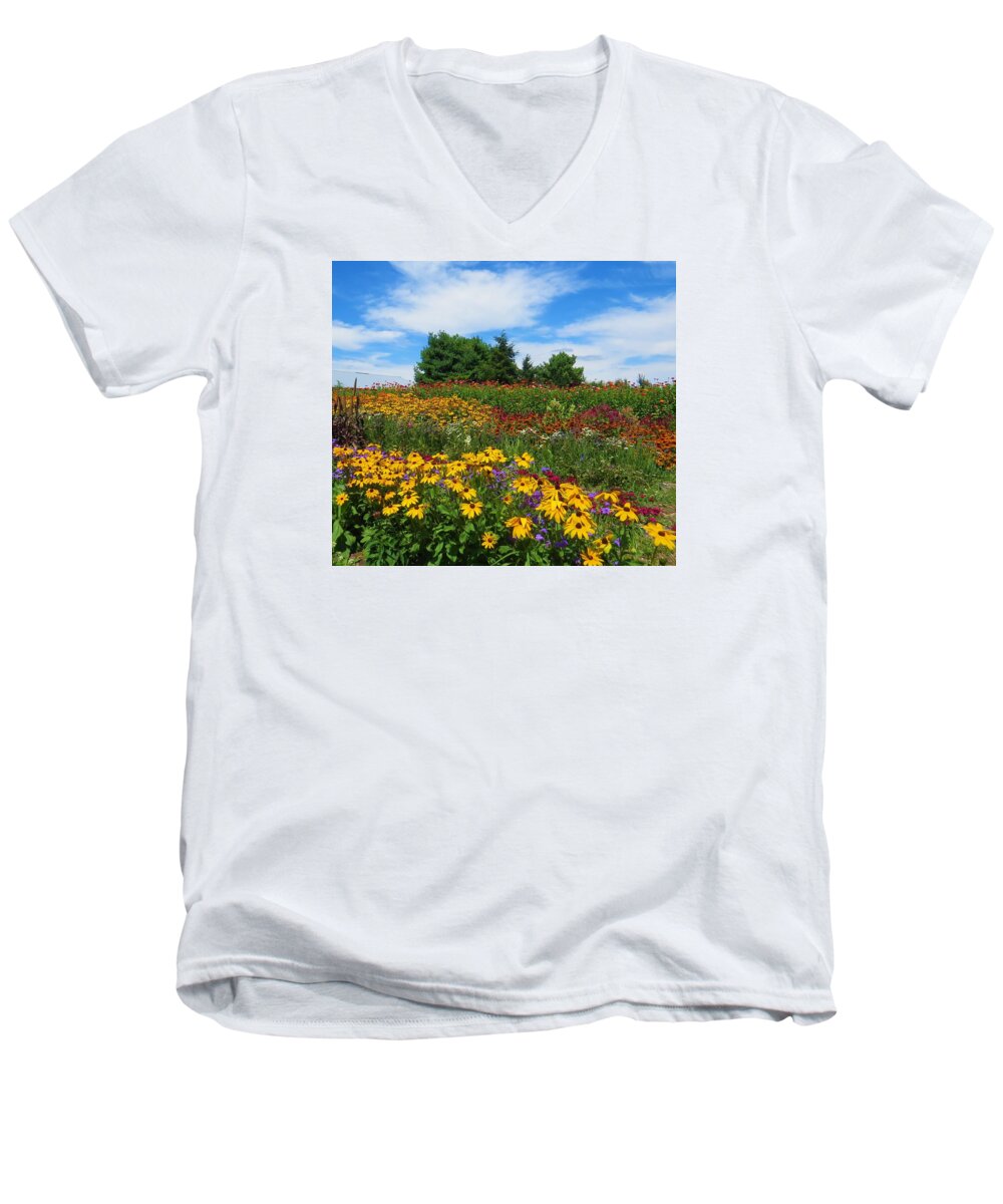 Flowers Men's V-Neck T-Shirt featuring the photograph Summer Flowers in PA by Jeanette Oberholtzer