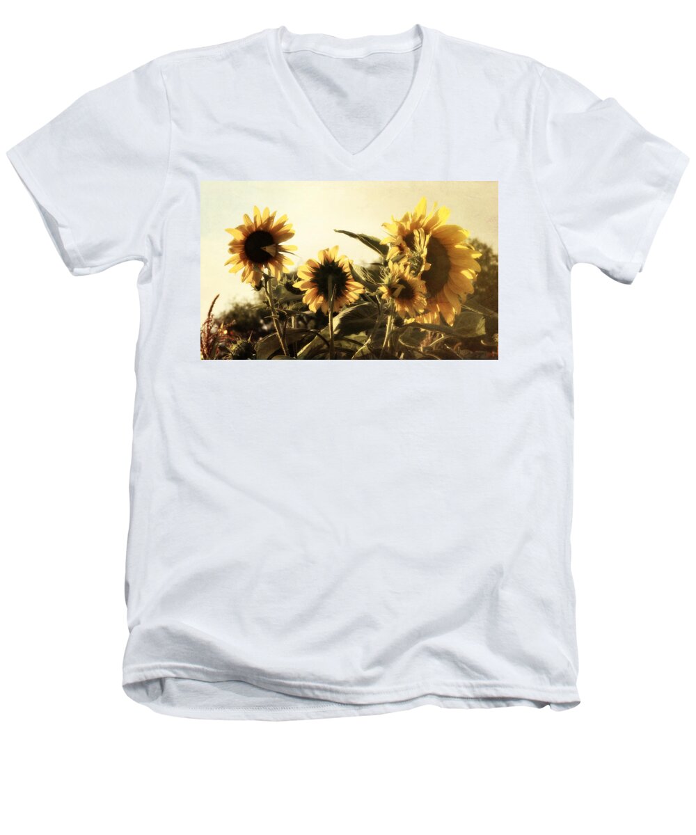 Sunflowers In Tone Men's V-Neck T-Shirt featuring the photograph Sunflowers In Tone by Glenn McCarthy Art and Photography