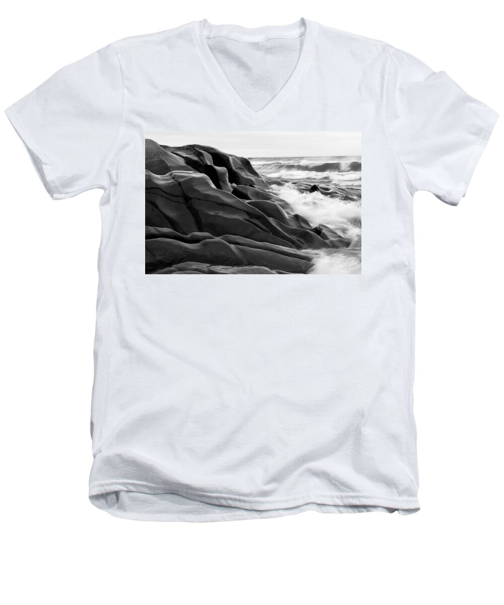 Lake Superior Men's V-Neck T-Shirt featuring the photograph Superior Edge    by Doug Gibbons