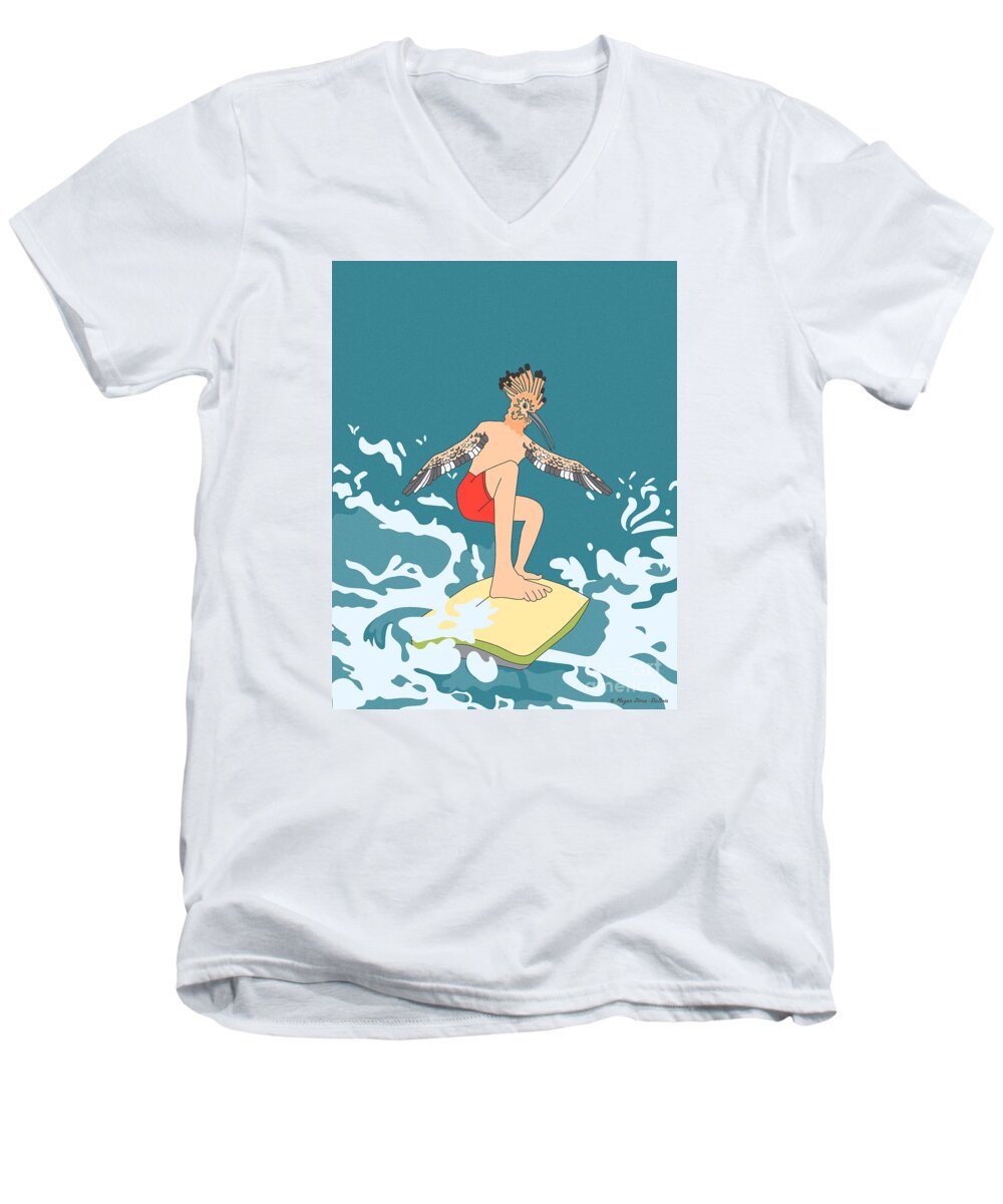 Bird Art Men's V-Neck T-Shirt featuring the digital art SurferBird by Megan Dirsa-DuBois