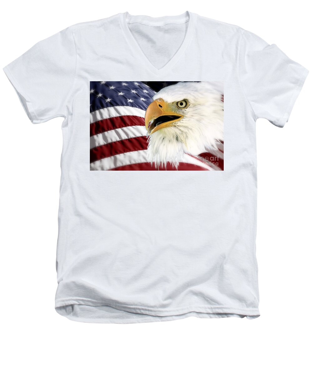 Bald Eagle Men's V-Neck T-Shirt featuring the photograph Symbol of America by Teresa Zieba