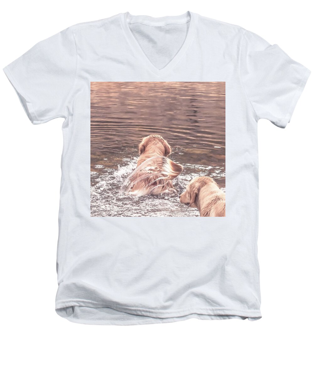 Sunset Men's V-Neck T-Shirt featuring the photograph Tail Flag by Jennifer Grossnickle