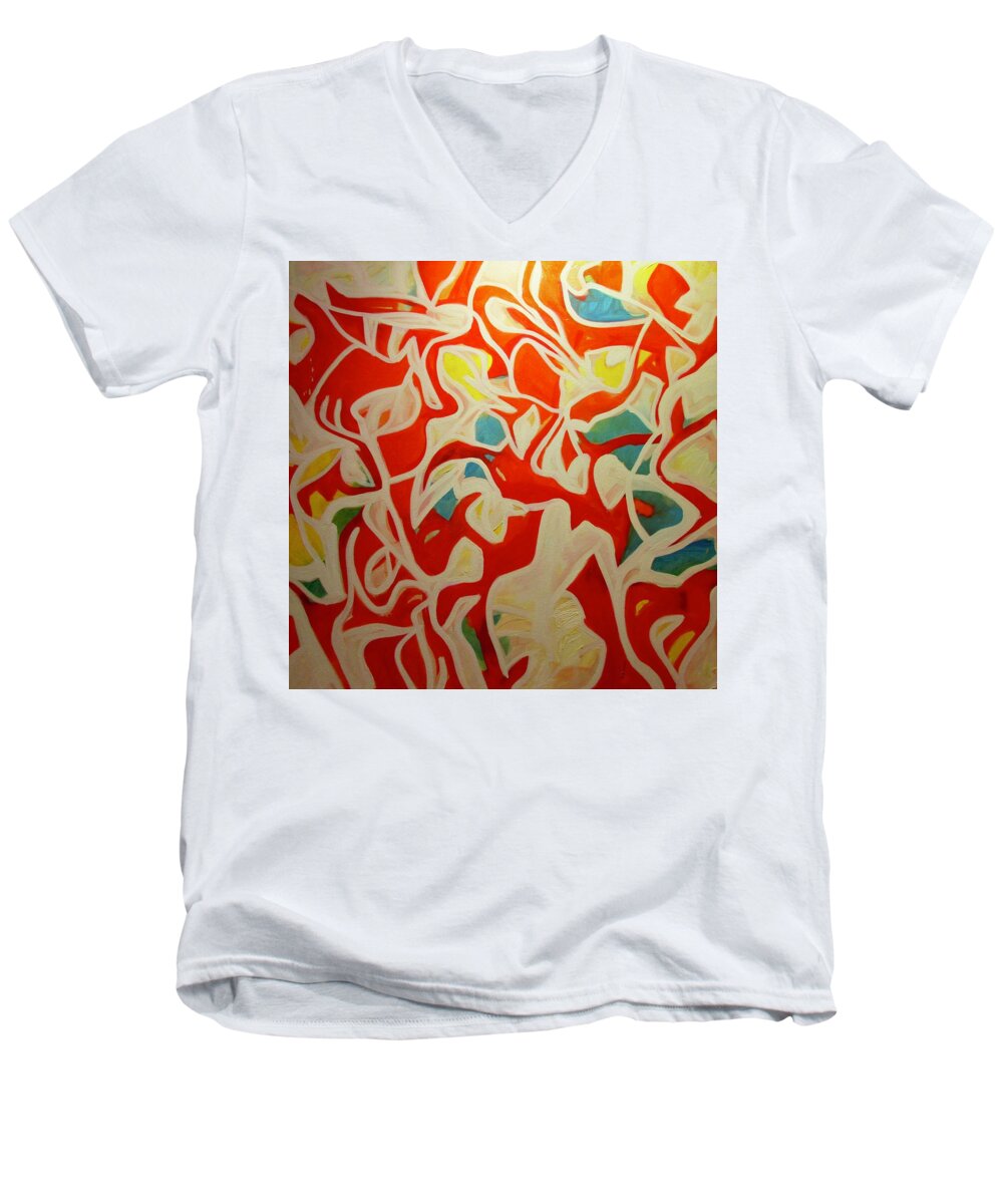 Abstract Men's V-Neck T-Shirt featuring the painting Take Me All The Way Up by Steven Miller