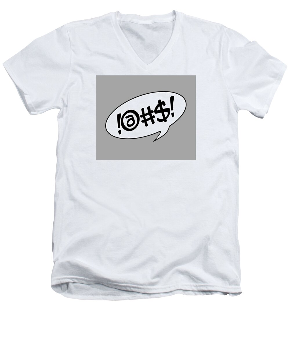 !@#$! Men's V-Neck T-Shirt featuring the digital art Text Bubble by Marianna Mills