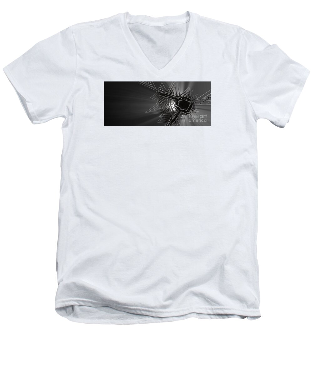 Fractal Men's V-Neck T-Shirt featuring the digital art The Art of Jack Frost by Jon Munson II