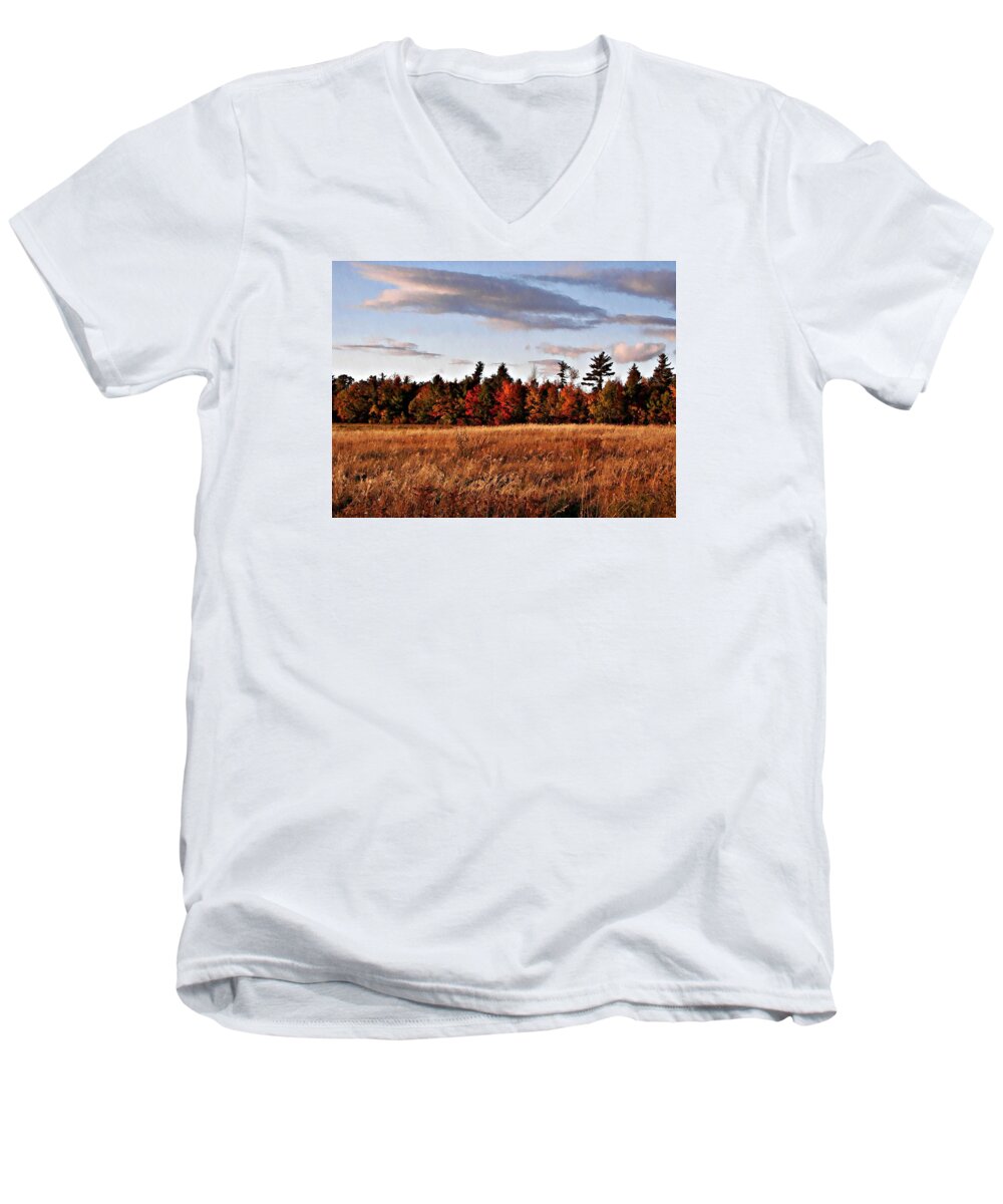 The Field At The Old Farm Men's V-Neck T-Shirt featuring the photograph The Field At The Old Farm by Joy Nichols