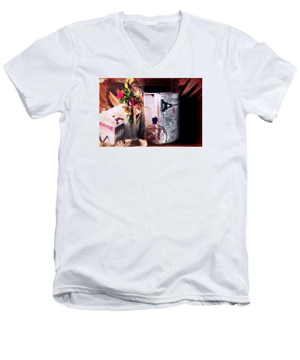 Bottles Men's V-Neck T-Shirt featuring the photograph The French connection by Camille Lopez