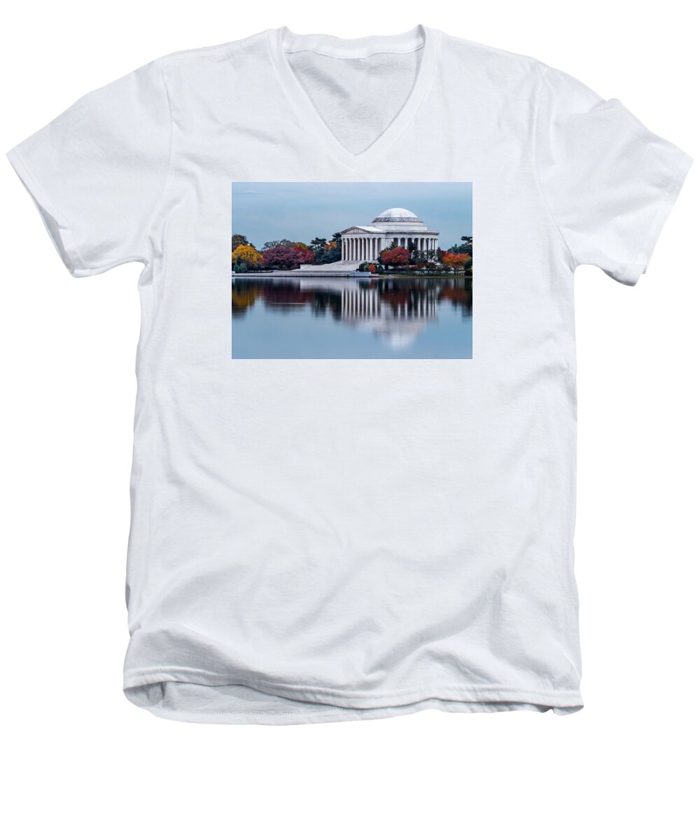 Reflection Men's V-Neck T-Shirt featuring the photograph The Jefferson in Baby Blue by Ed Clark