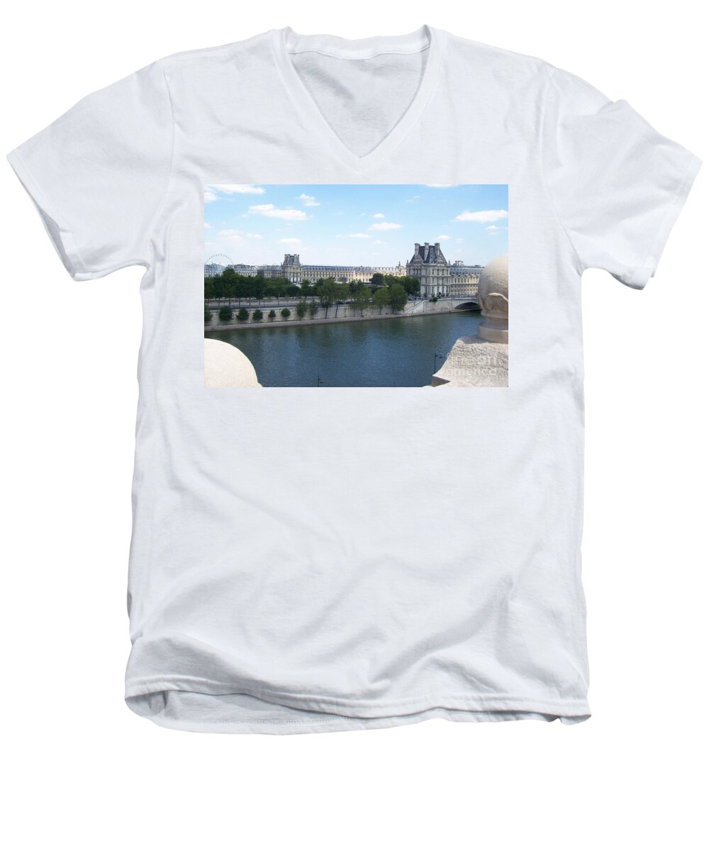 Human Men's V-Neck T-Shirt featuring the photograph The Louvre by Mary Mikawoz