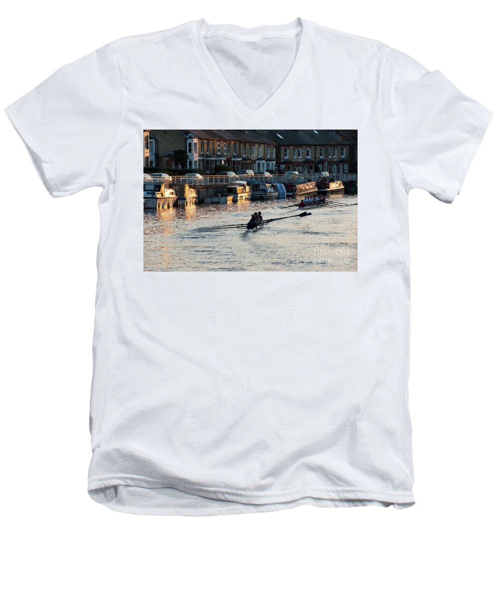 Anglia Men's V-Neck T-Shirt featuring the photograph The Riverside by Andrew Michael