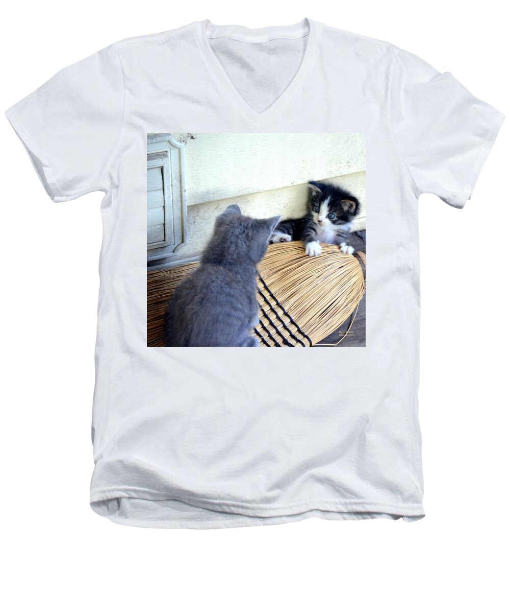 Stare Men's V-Neck T-Shirt featuring the photograph The Stare Down by Maria Urso