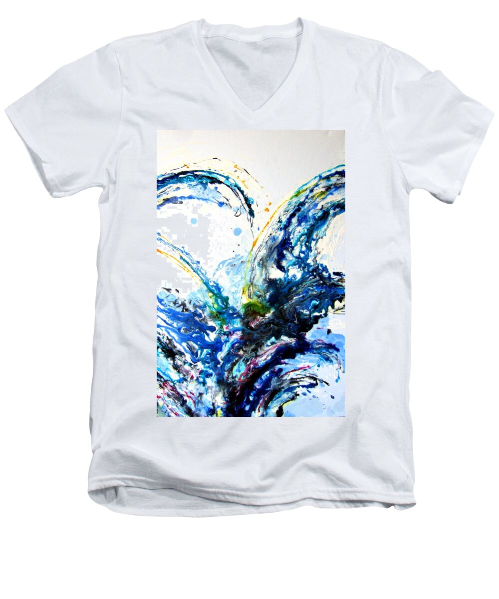 Abstract Men's V-Neck T-Shirt featuring the painting The wave 2 by Roberto Gagliardi