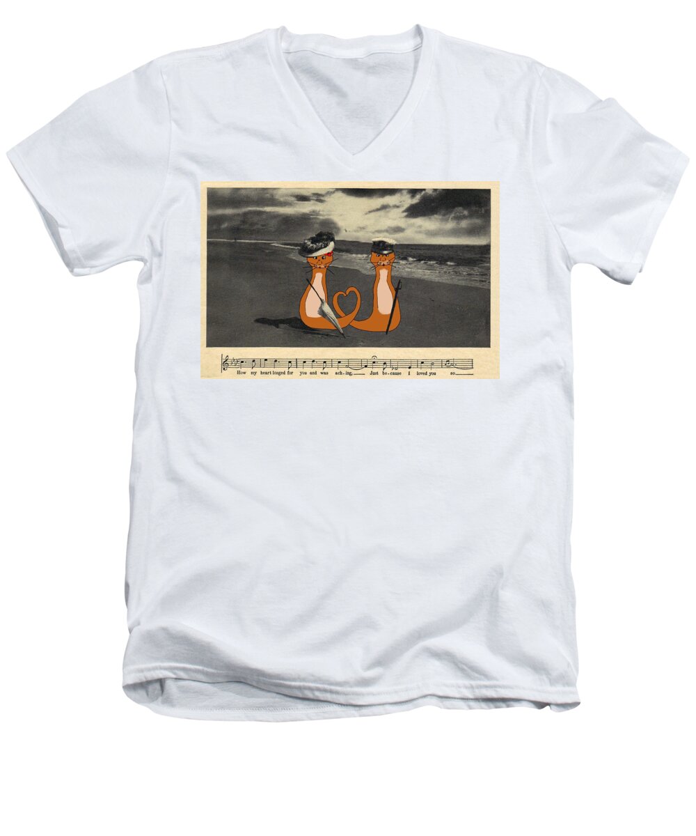 Otter Men's V-Neck T-Shirt featuring the photograph There Is No Otter Sketch Digital Art by Colleen Cornelius