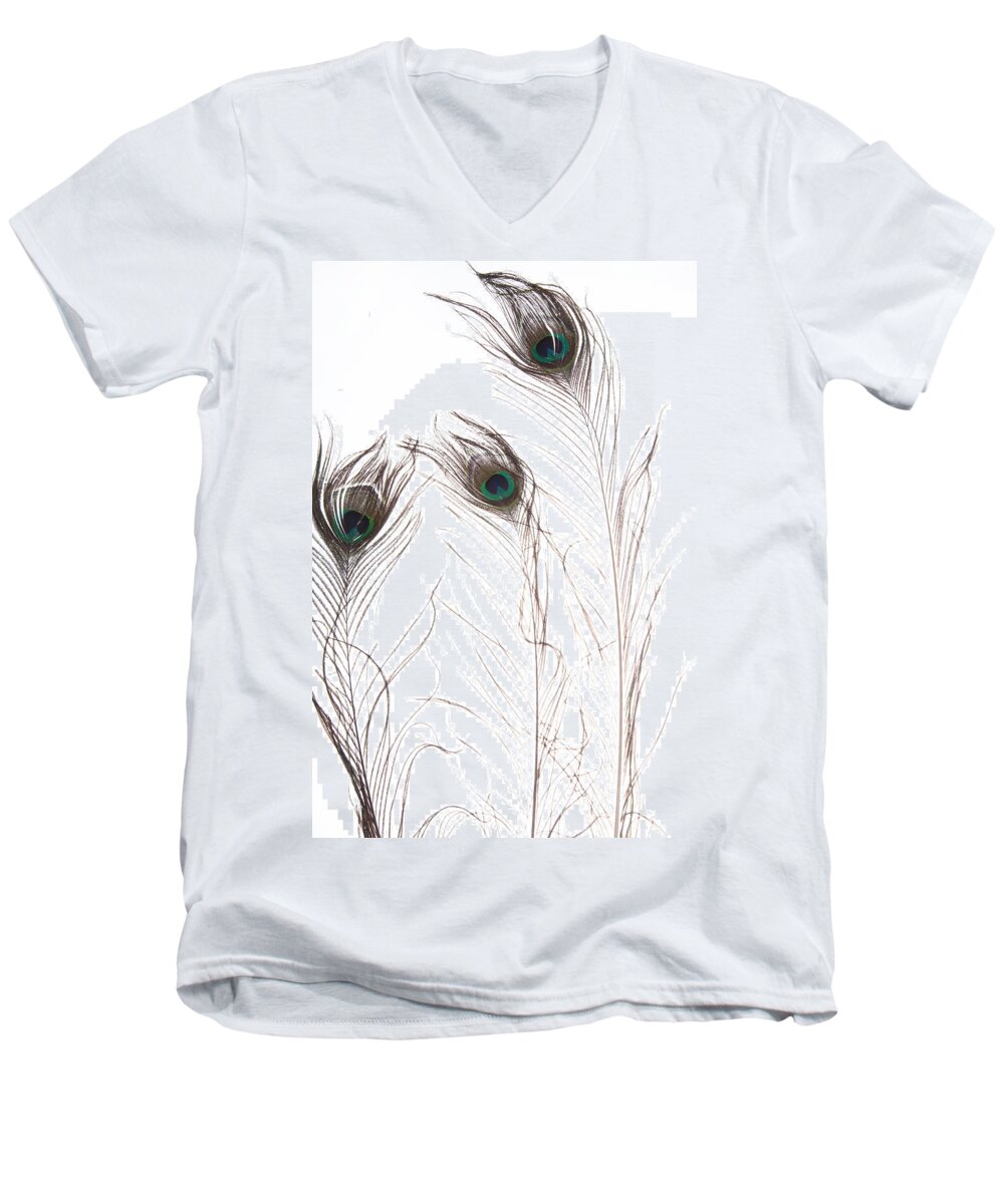 Peacock Men's V-Neck T-Shirt featuring the photograph Tickles series image 1 by Monte Arnold