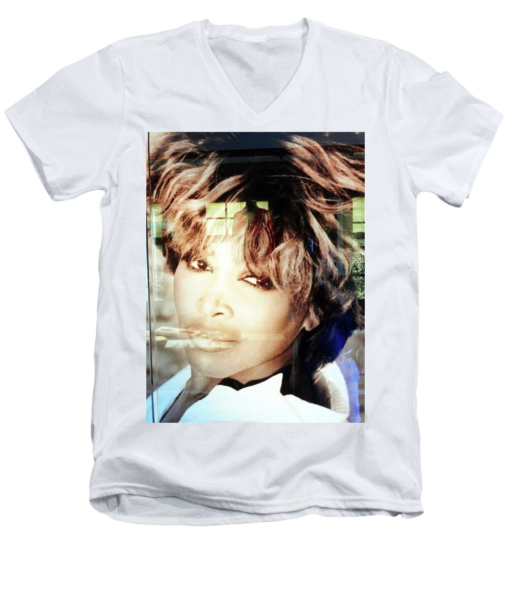 Brownsville Men's V-Neck T-Shirt featuring the photograph Tina Turner Museum 2 by Ron Kandt